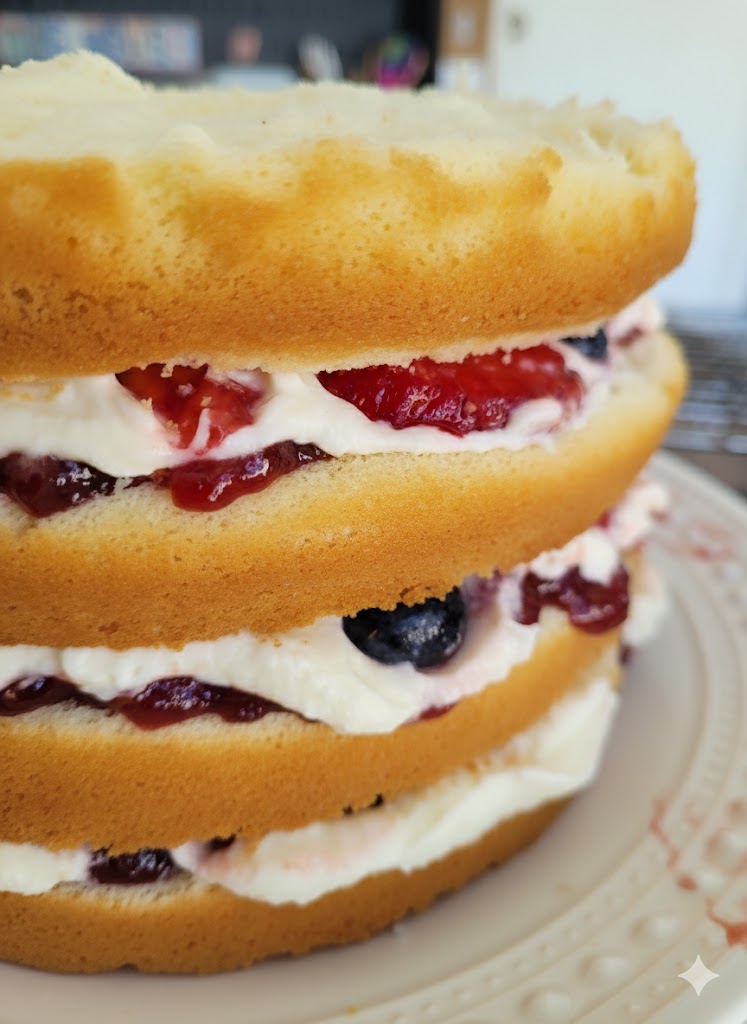 four layer berry cake