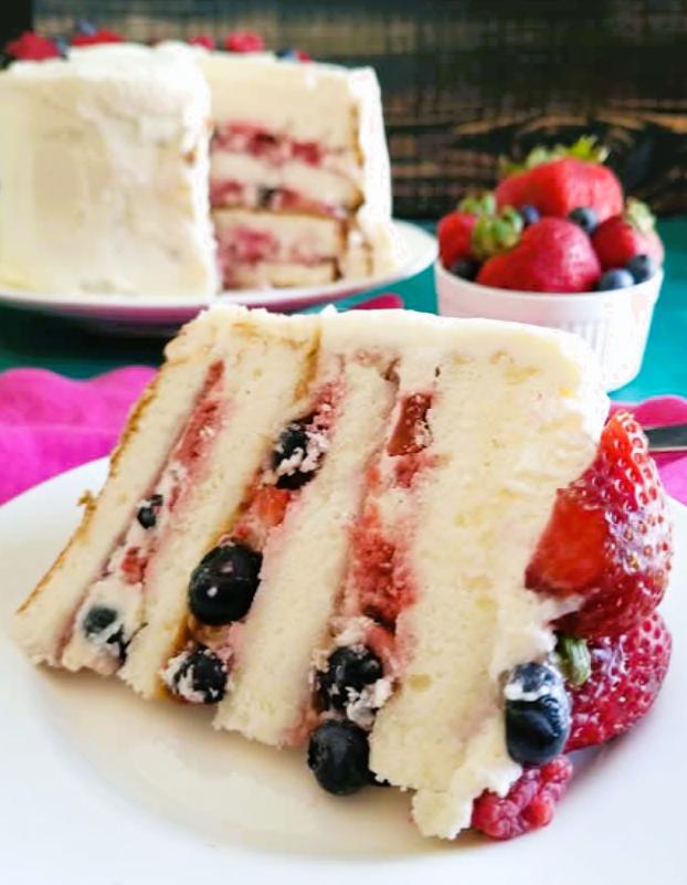 slice of berry cake