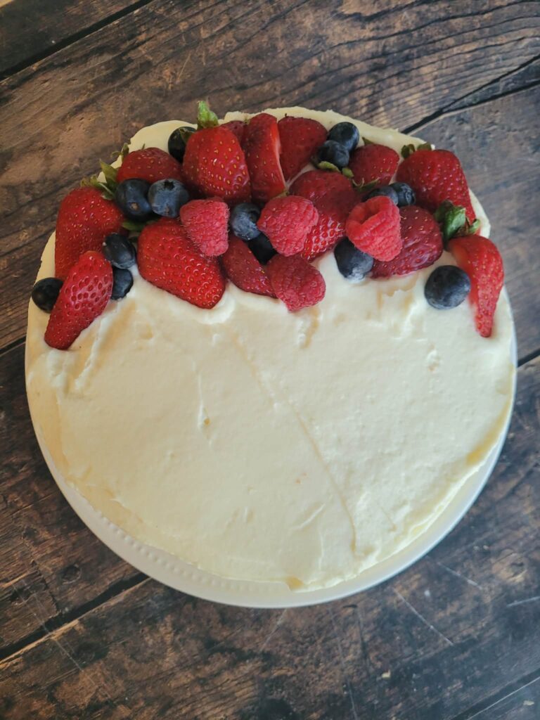 finished berry chantilly cake