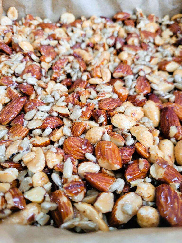 Close up of nut bar mixture